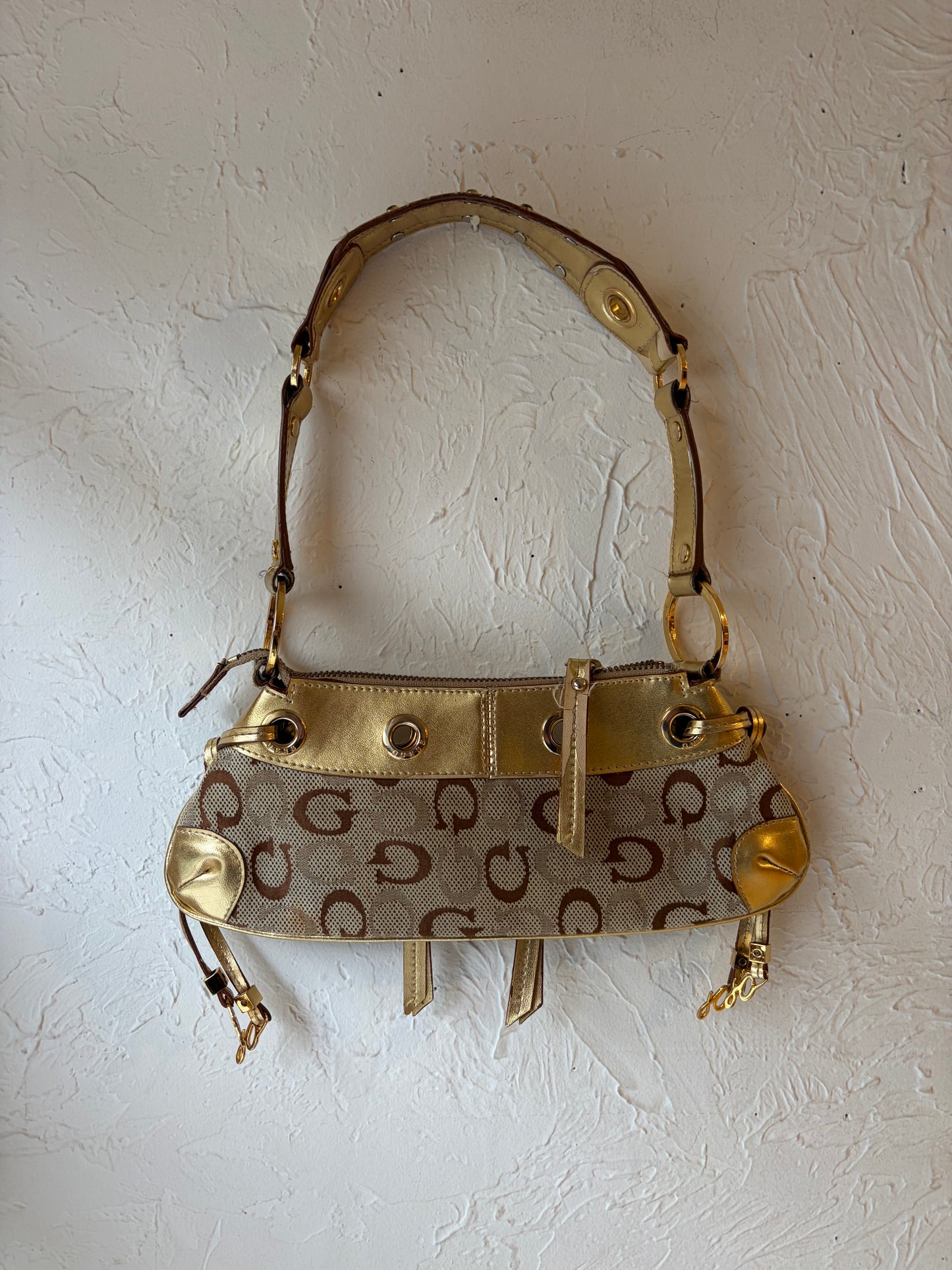 Y2K ‘Guess’ Gold Mini Monogram Purse