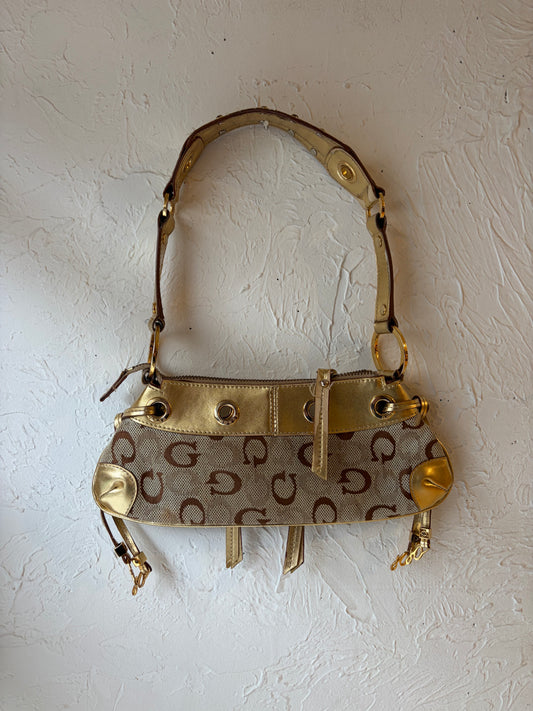 Y2K ‘Guess’ Gold Mini Monogram Purse