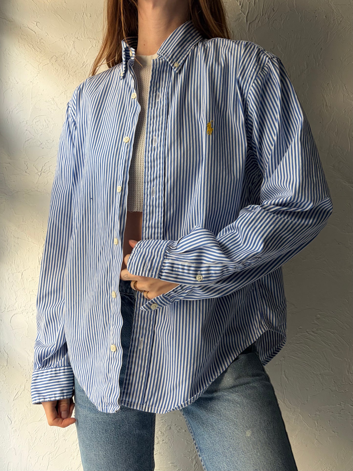 Y2k 'Ralph Lauren' Striped Button Up Shirt / Medium
