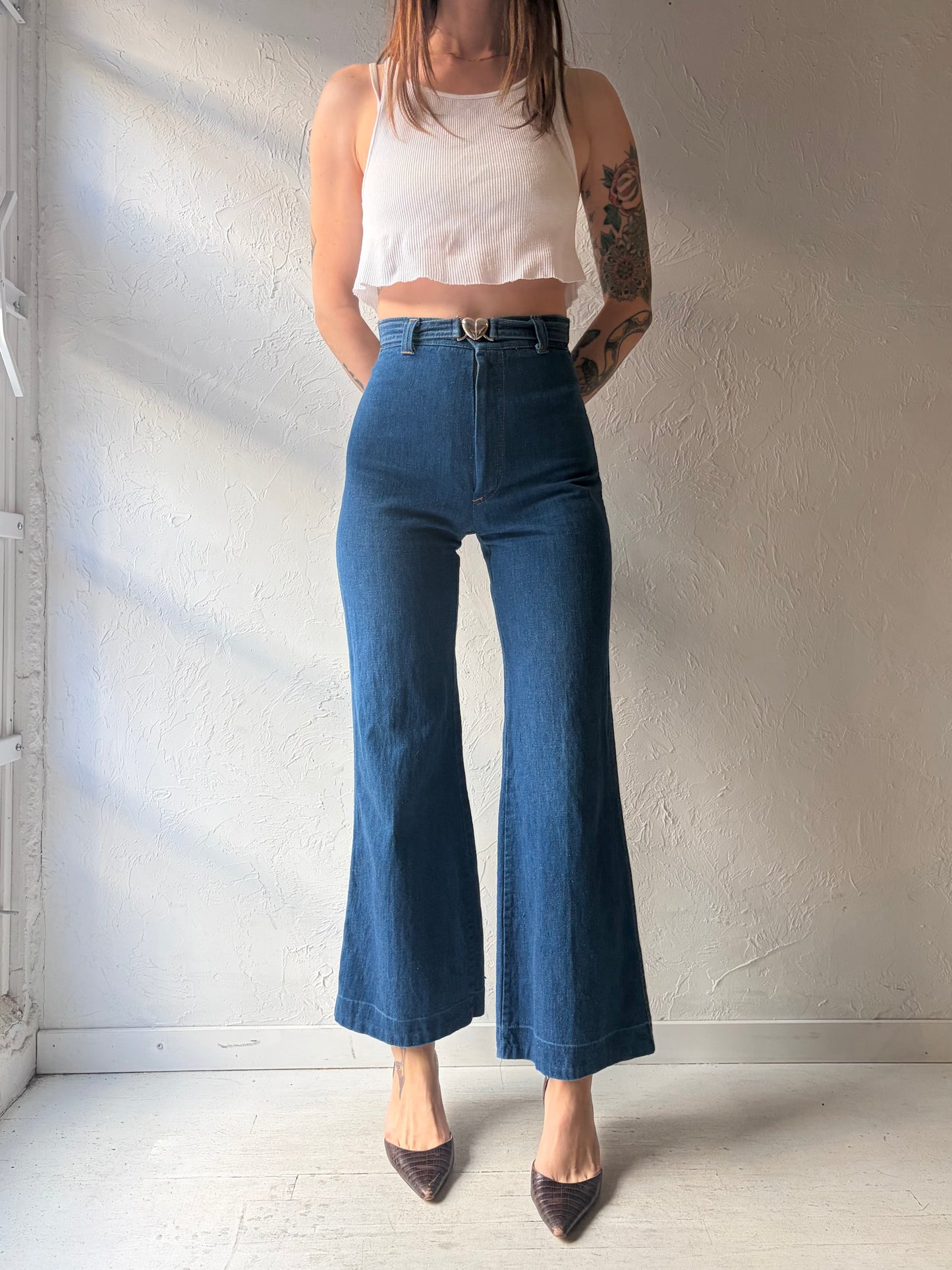 70s 'Cal Togs' Denim High Waisted Retro Flare Pants / 25