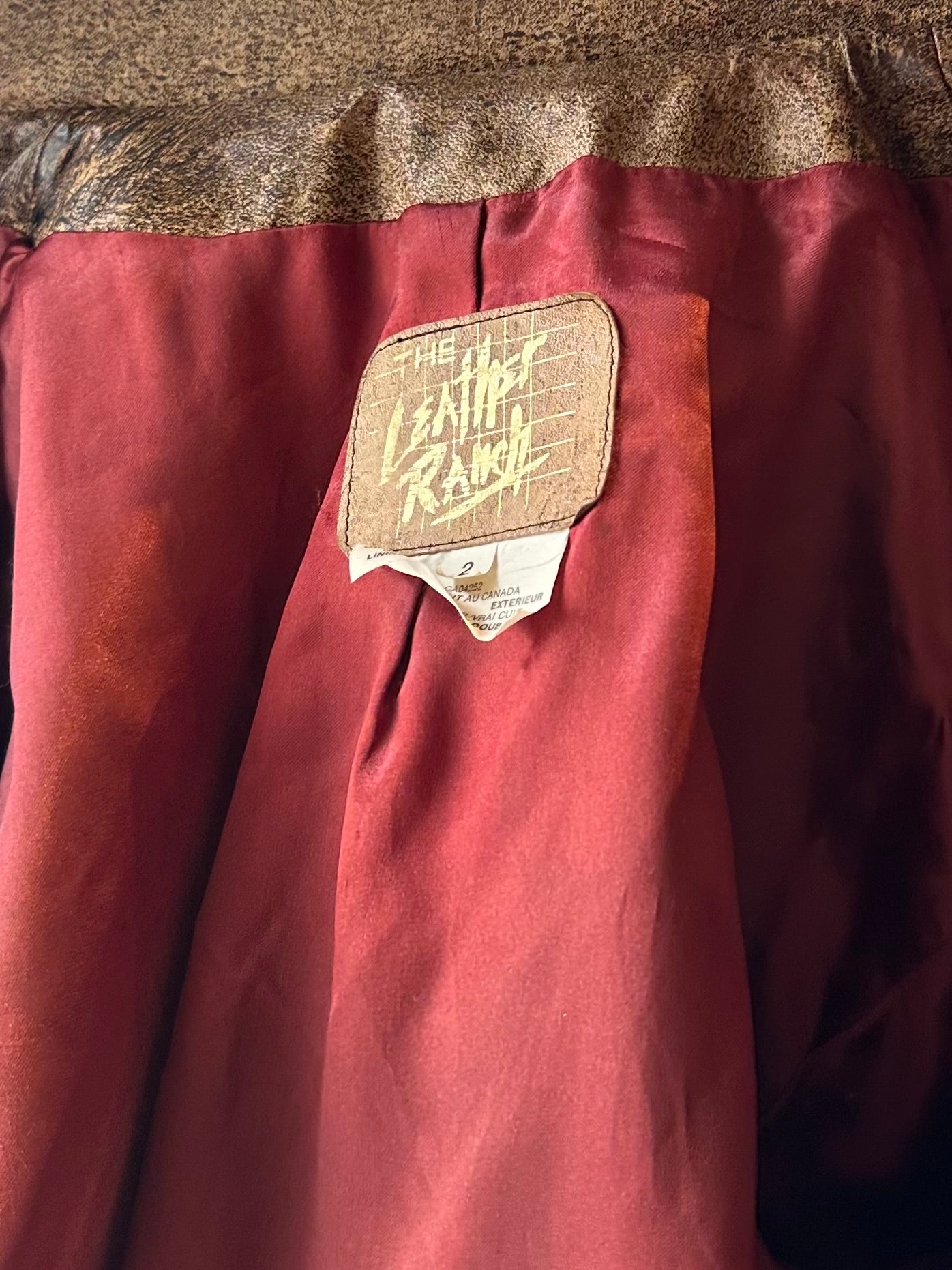 80s ‘Leather Ranch’ Brown Leather Bomber Jacket / Small