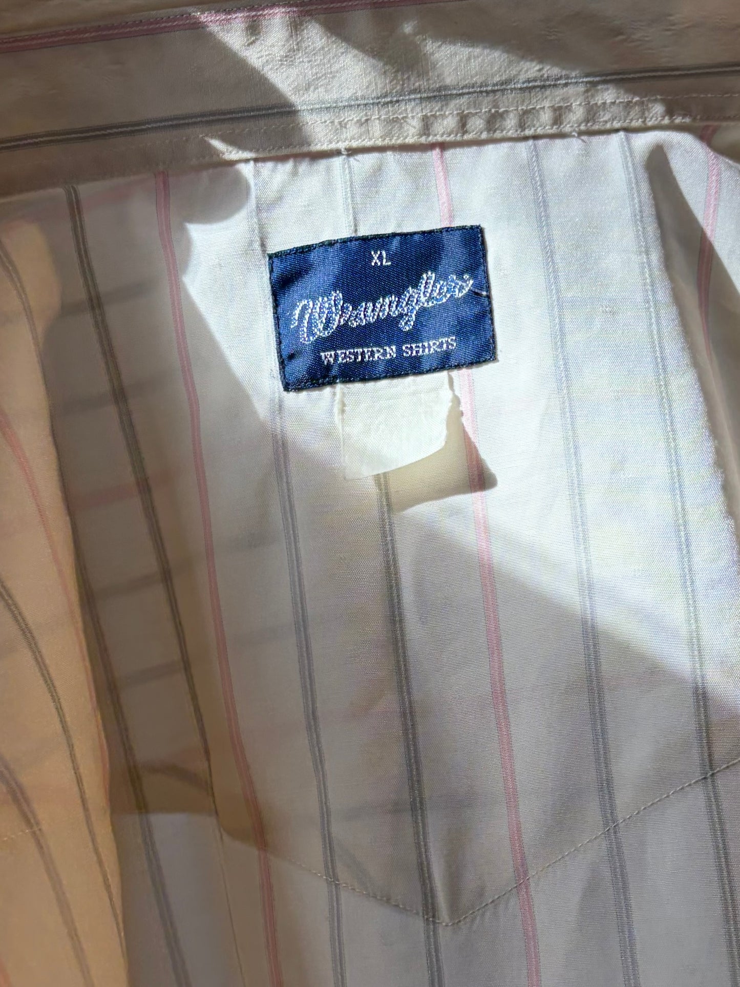 90s 'Wrangler' Striped Western Pearl Snap Shirt / XL