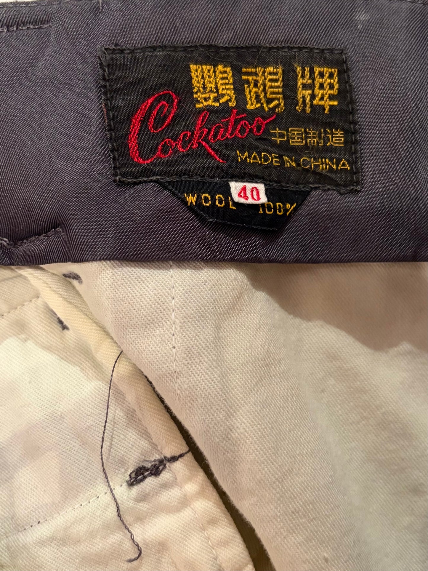 90s 'Cockatoo' Grey Pin Striped Preppy Tailored Trousers / Vintage 1990s Academia Wool Pants /  Medium