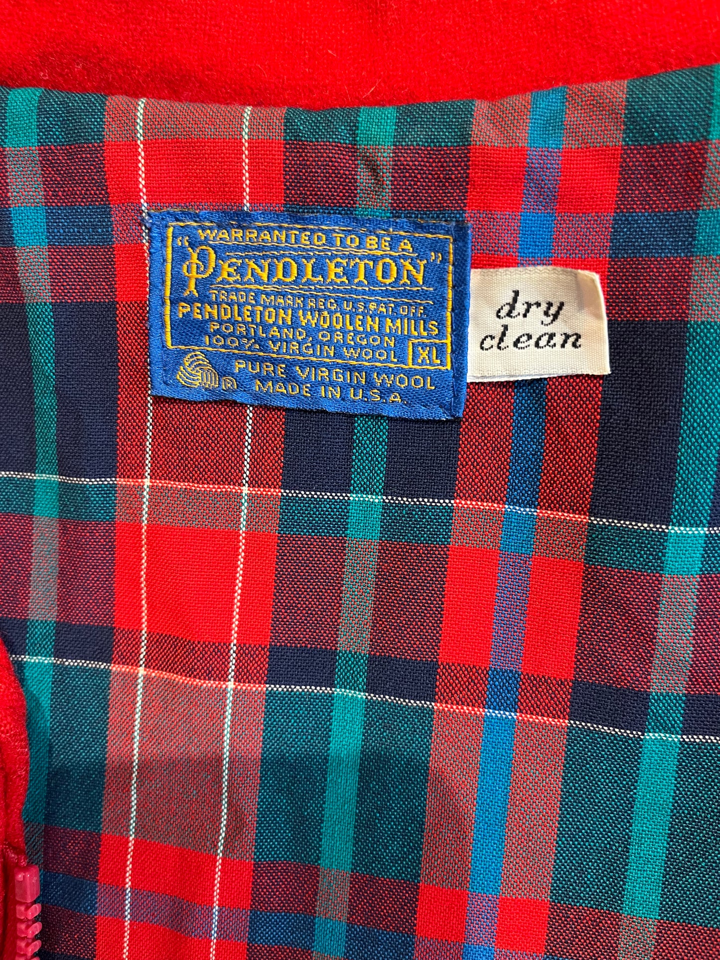 80s ‘Pendleton’ Red Wool Bomber Jacket / XL