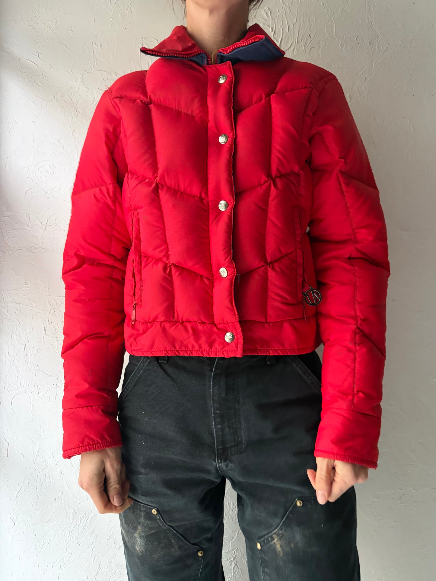 70s 'David S Reid' Red Down Puffer Jacket / Small