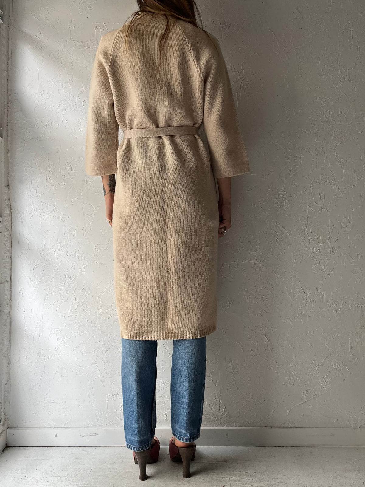70s 'Lady Anne' Cream Wool Minimalist Retro Cardigan Sweater / Small
