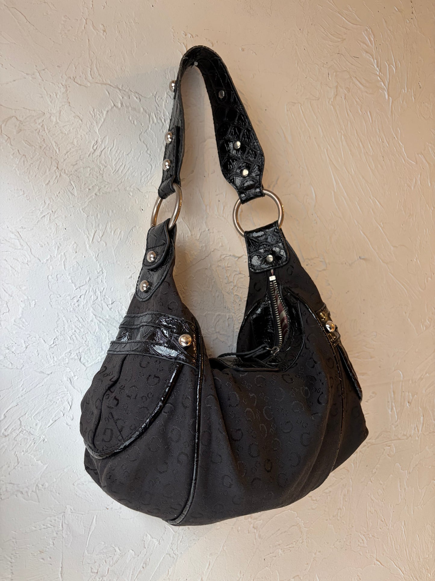 Y2K ‘Guess’ Black Monogram Purse