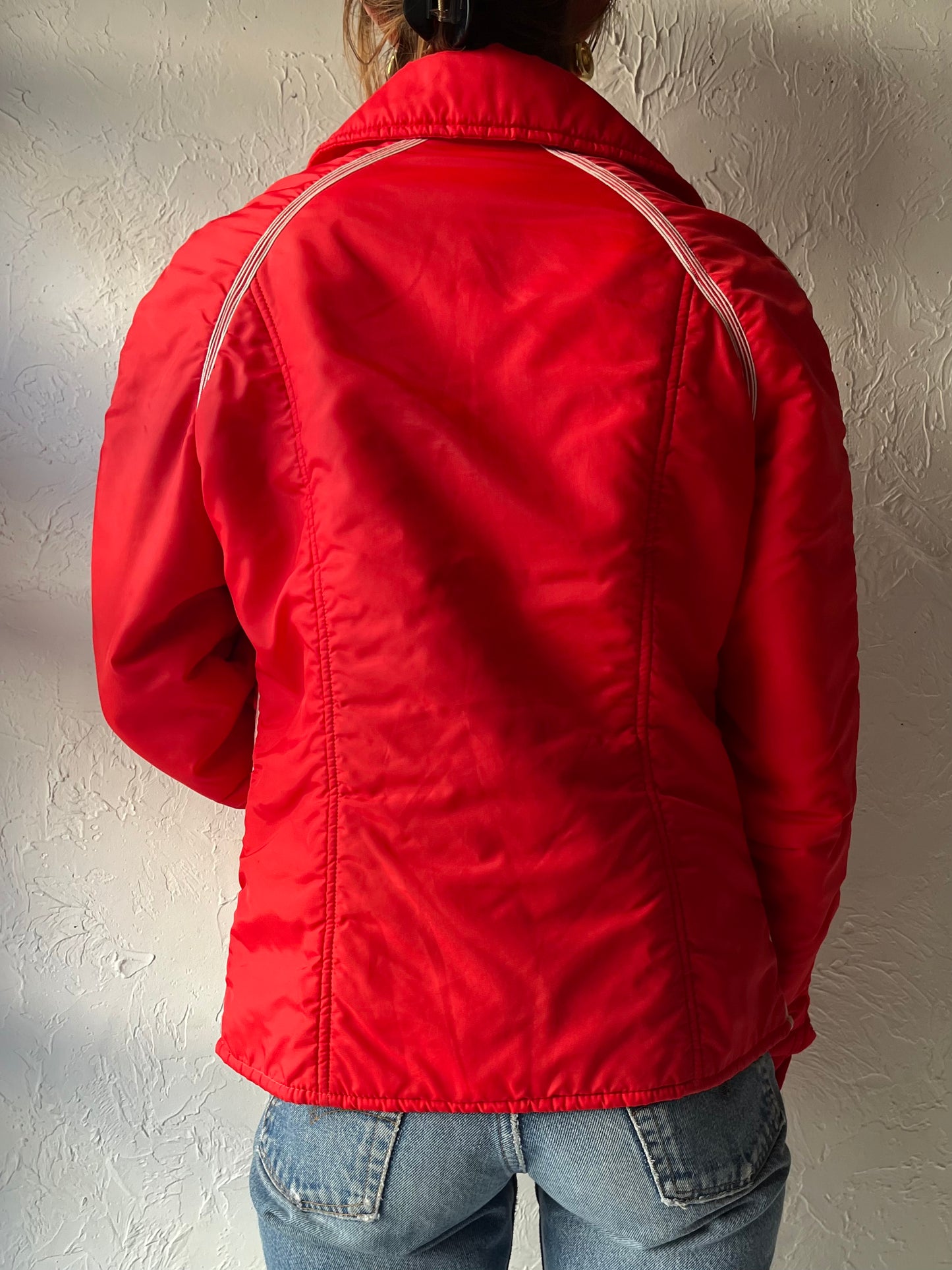 80s 'Topher' Retro Red Winter Outdoor Puffer Après Ski Jacket / Medium