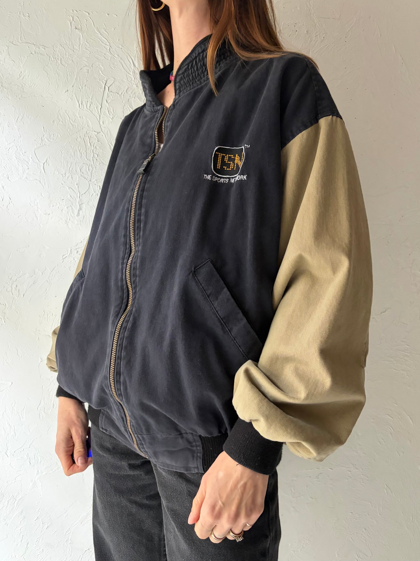 80s 'TSN Sports Network' Two Toned Staff Bomber Jacket / Medium