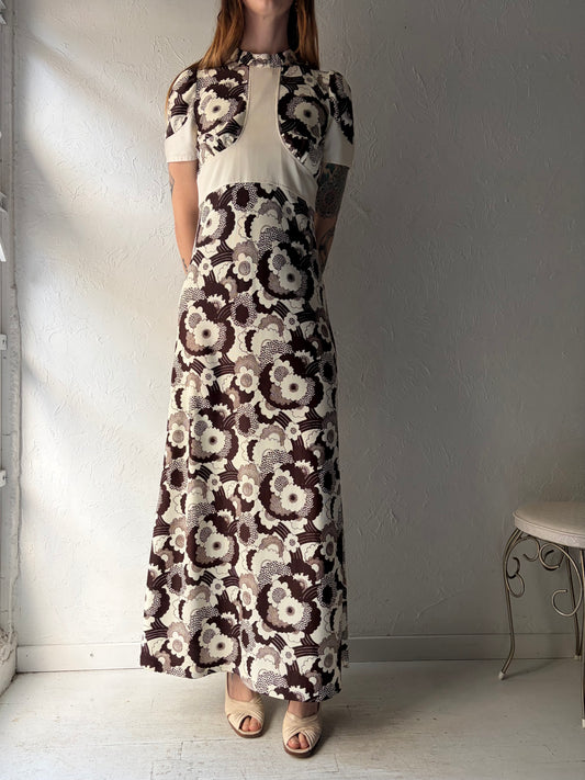 70s 'Elegant Lady' Floral Maxi Dress / Small