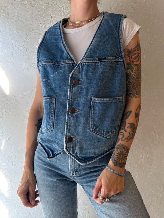 70s 'Wrangler' Denim Vest / Made in USA / Small