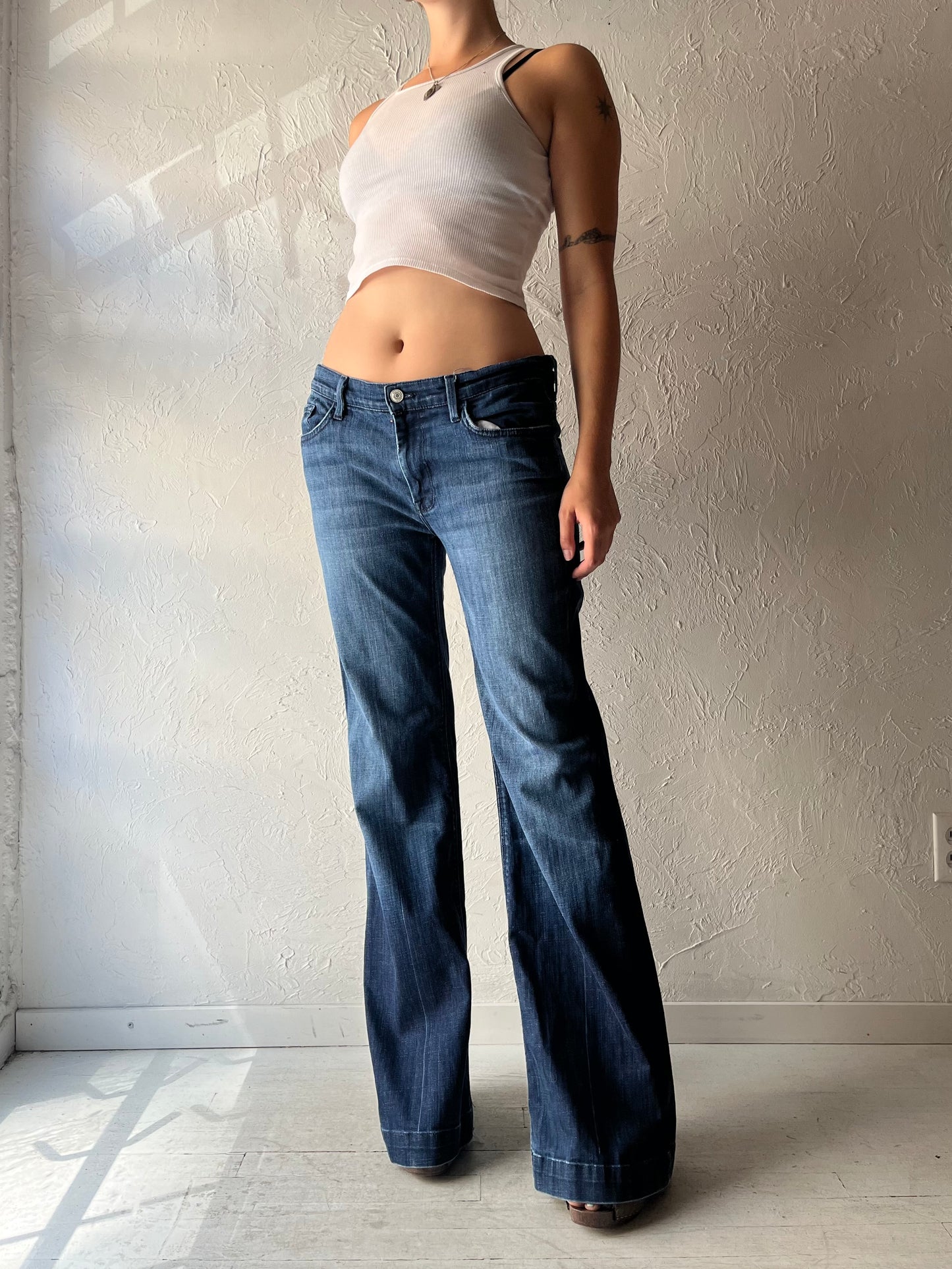 Y2k '7' Dark Denim Low Rise Fair Jeans / Medium