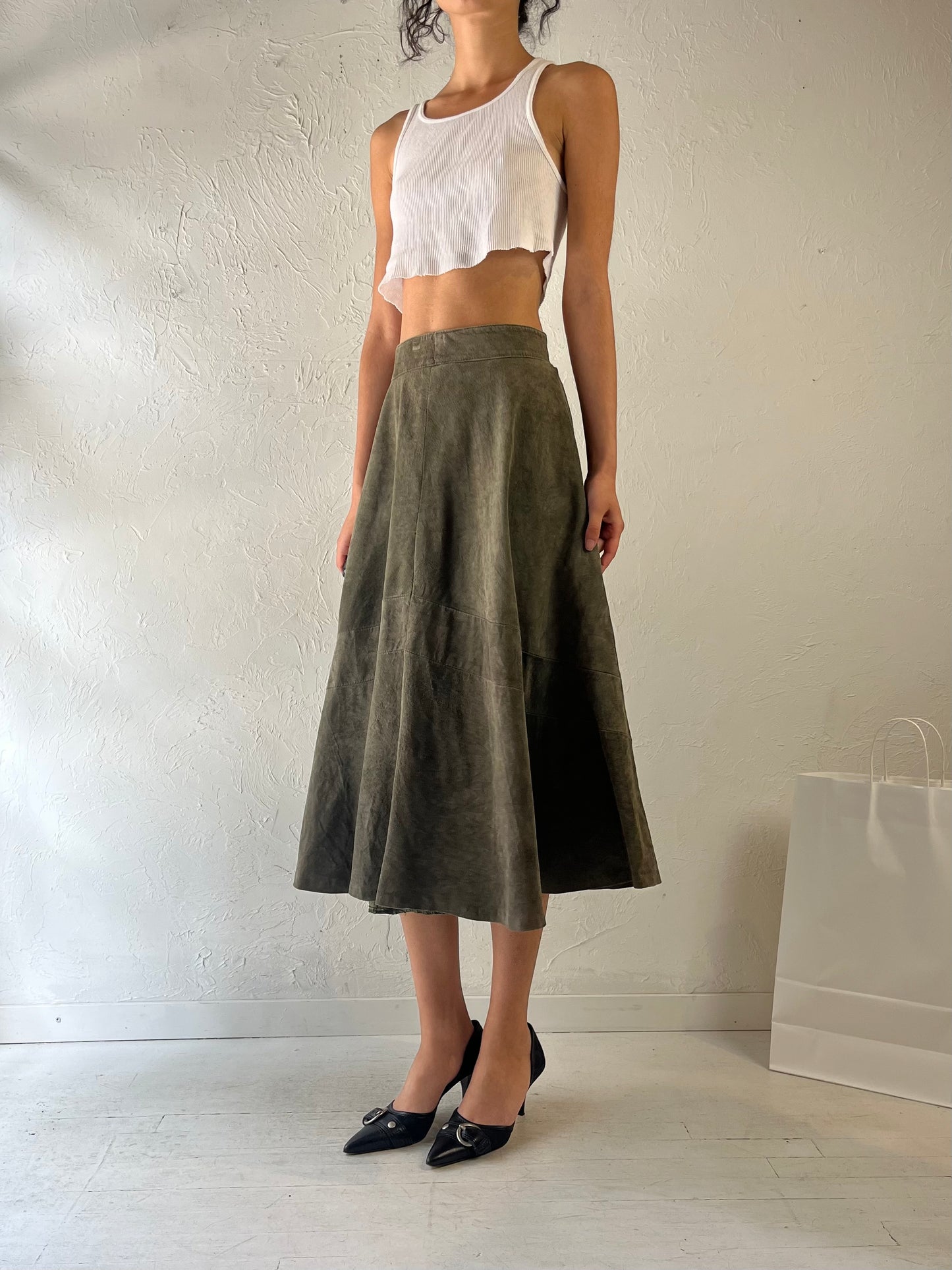 90s ‘Marquis’ Suede Leather Skirt / Small