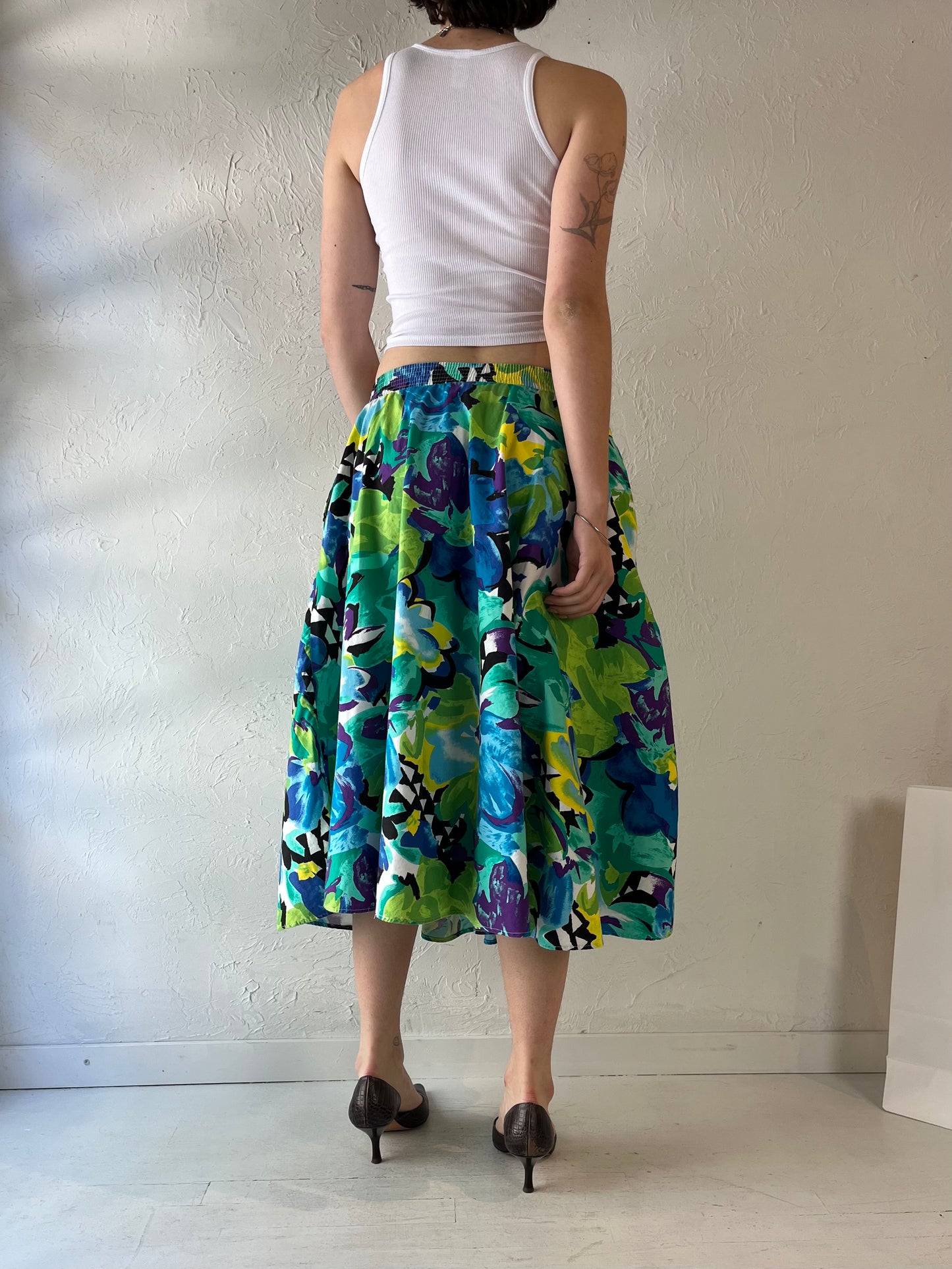 90s 'Tumbleweed' Cotton Midi Skirt / Small - Medium