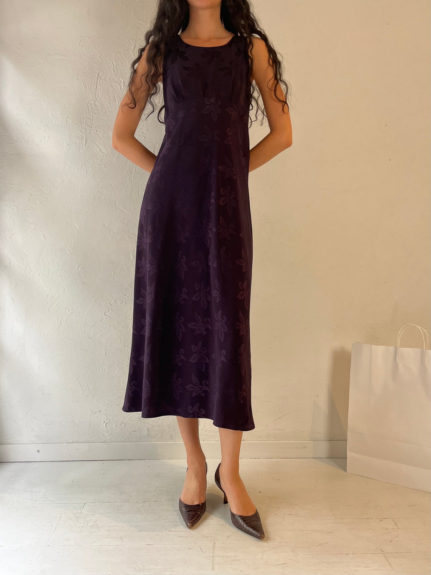 90s 'Maurices' Dark Purple Evening Dress / Small - Medium