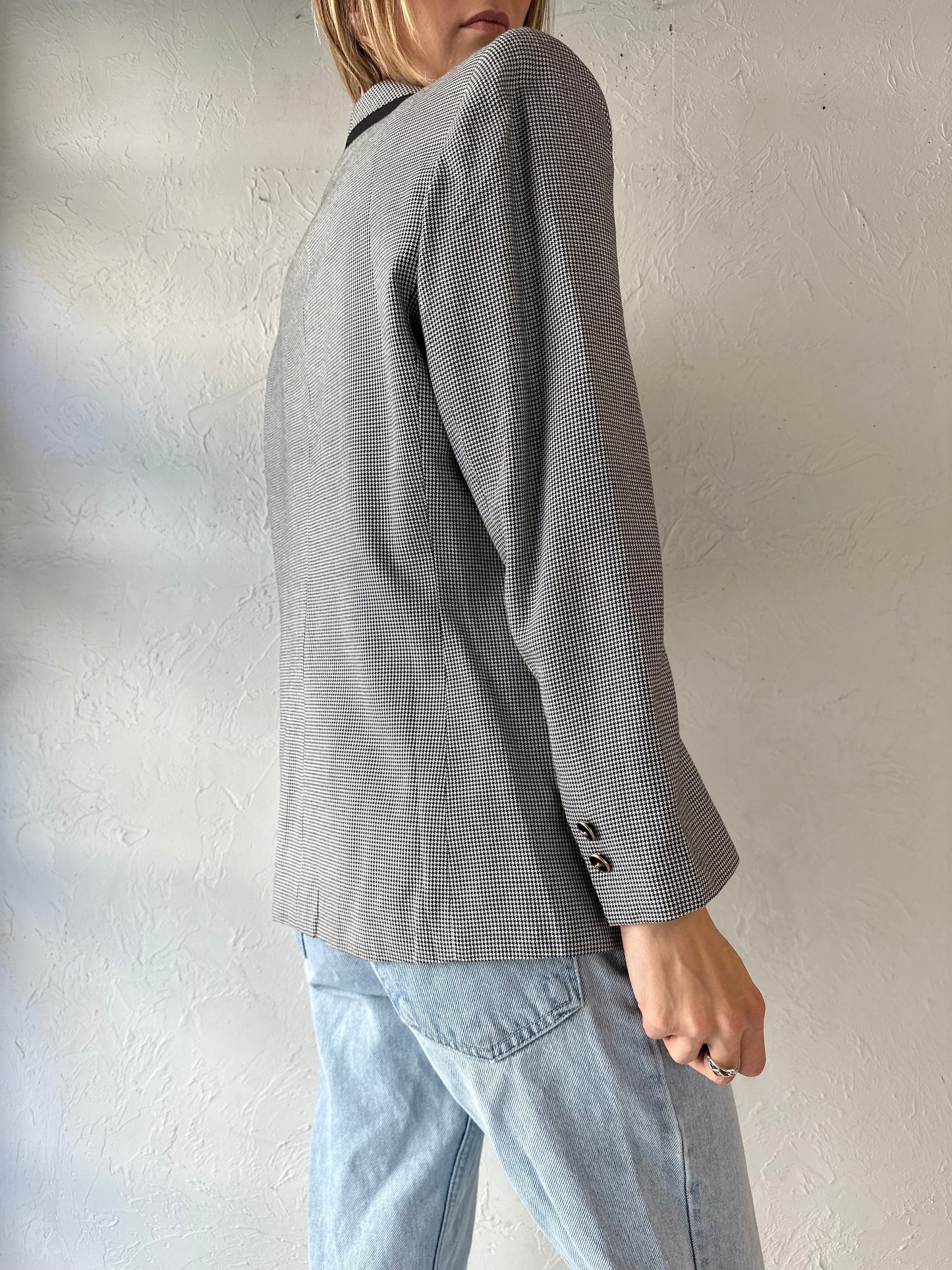 90s 'Kasper' Herringbone Blazer Jacker / Medium