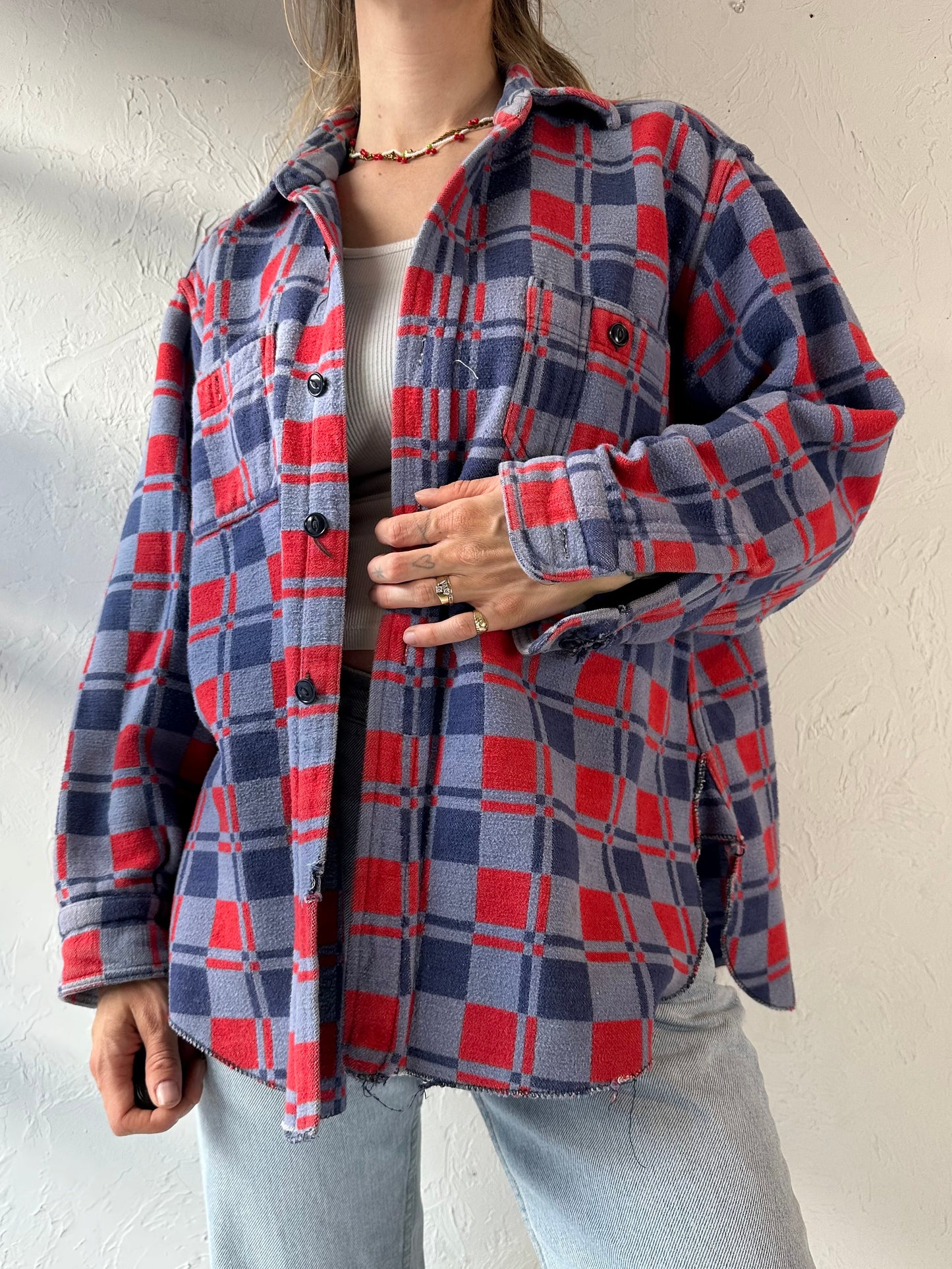 Vintage 'Champion' Thick Cotton Flannel Shirt / Medium - Large