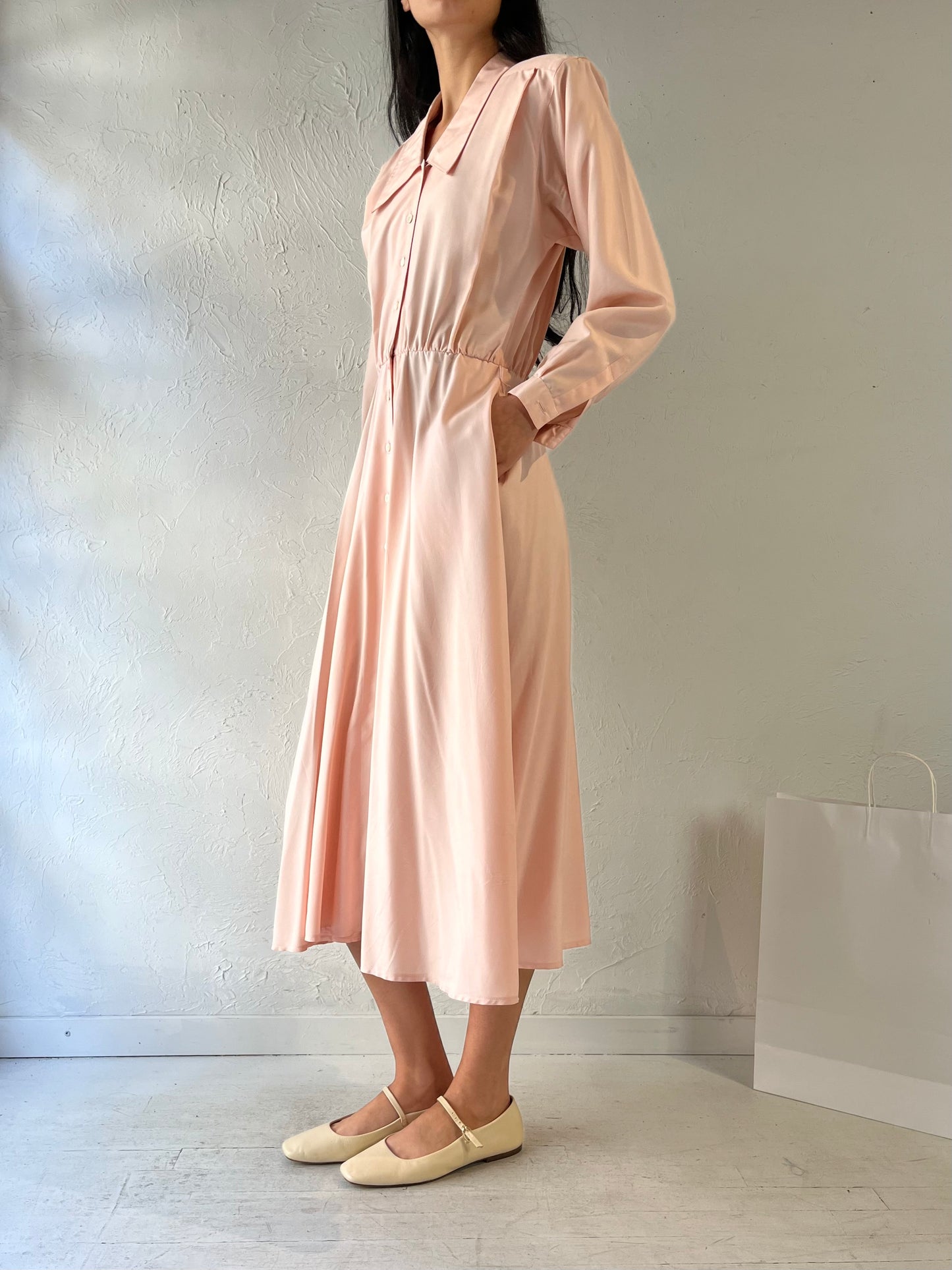 90s ‘Liz Claiborne’ Pale Pink Silk Dress / Small