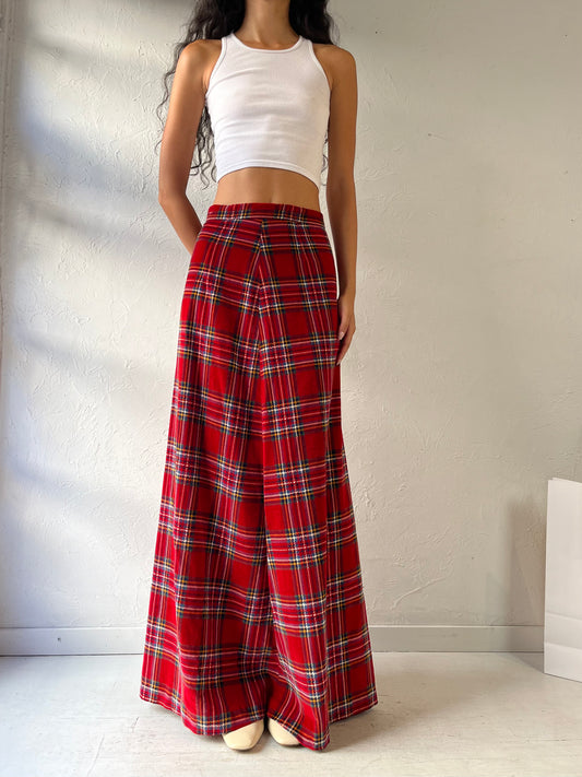 Vintage Handmade Velvet Plaid Maxi Skirt / Small