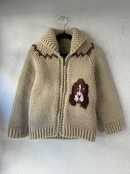 Vintage Kids Hand Knit Dog Sweater / 4 - 6