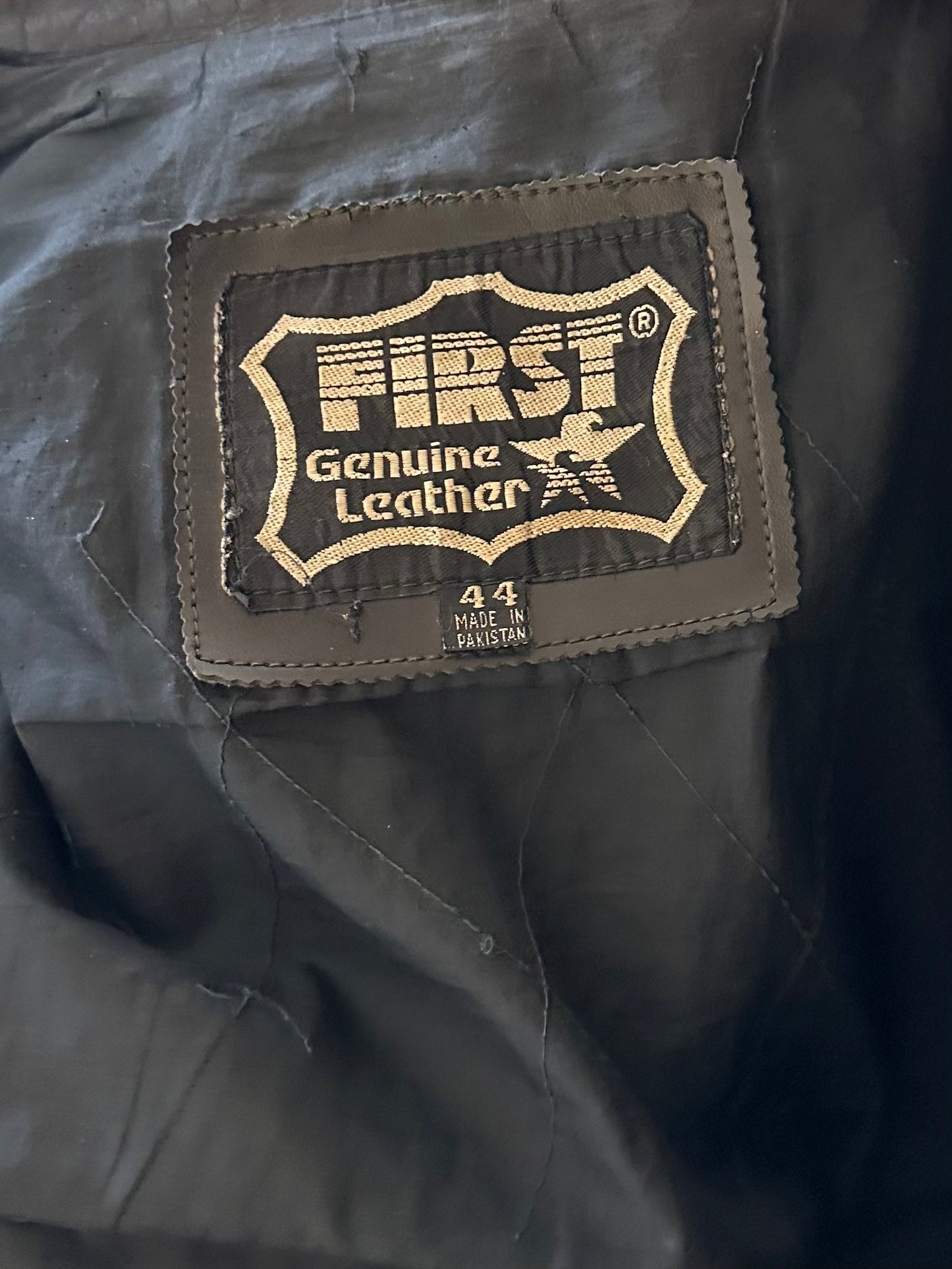 90s ‘First’ Heavy Duty Black Leather Jacket / Large