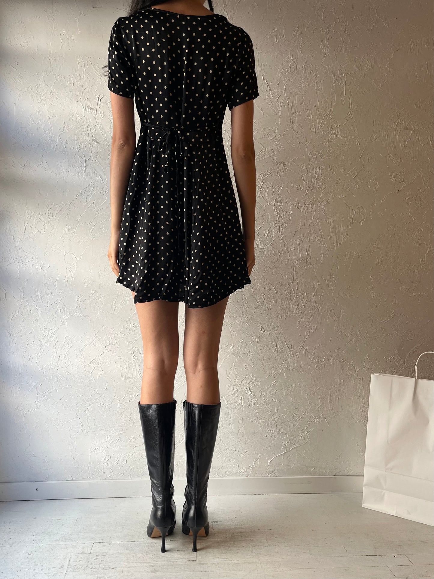 Y2k 'Betsey Johnson' Black Polka Dot Mini Dress / Small