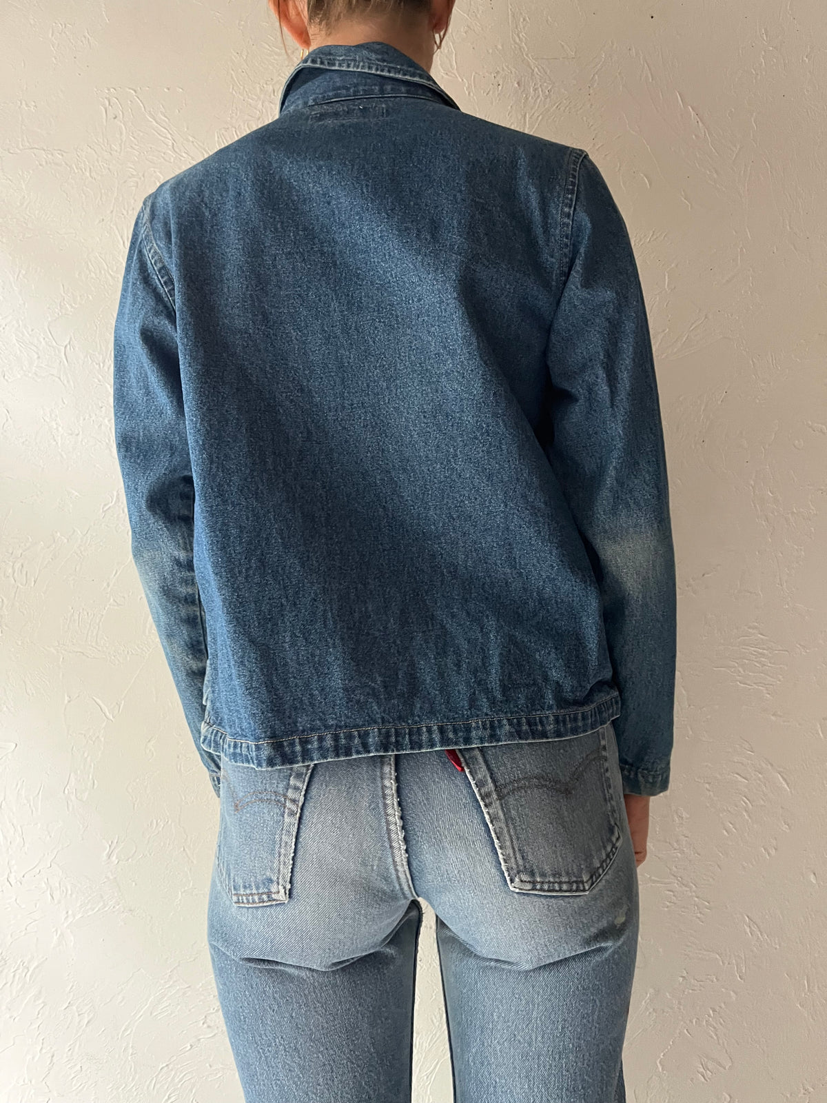 Y2k 'Sophisticate & Co' Blue Patchwork Quilted Denim Boho Fairy Grunge Embroidered Jean Jacket / Small