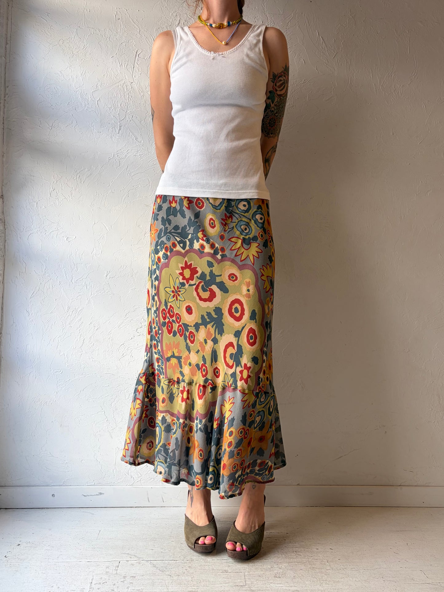 Y2K ‘Putumayo’ Patterned Silk Skirt / Large