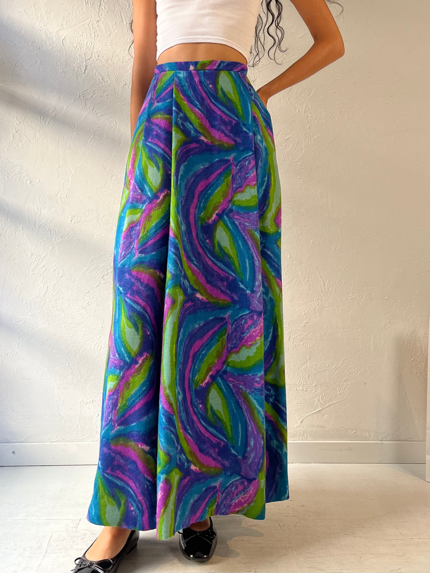 70s 'Malbe' Colorful Maxi Skirt / XS