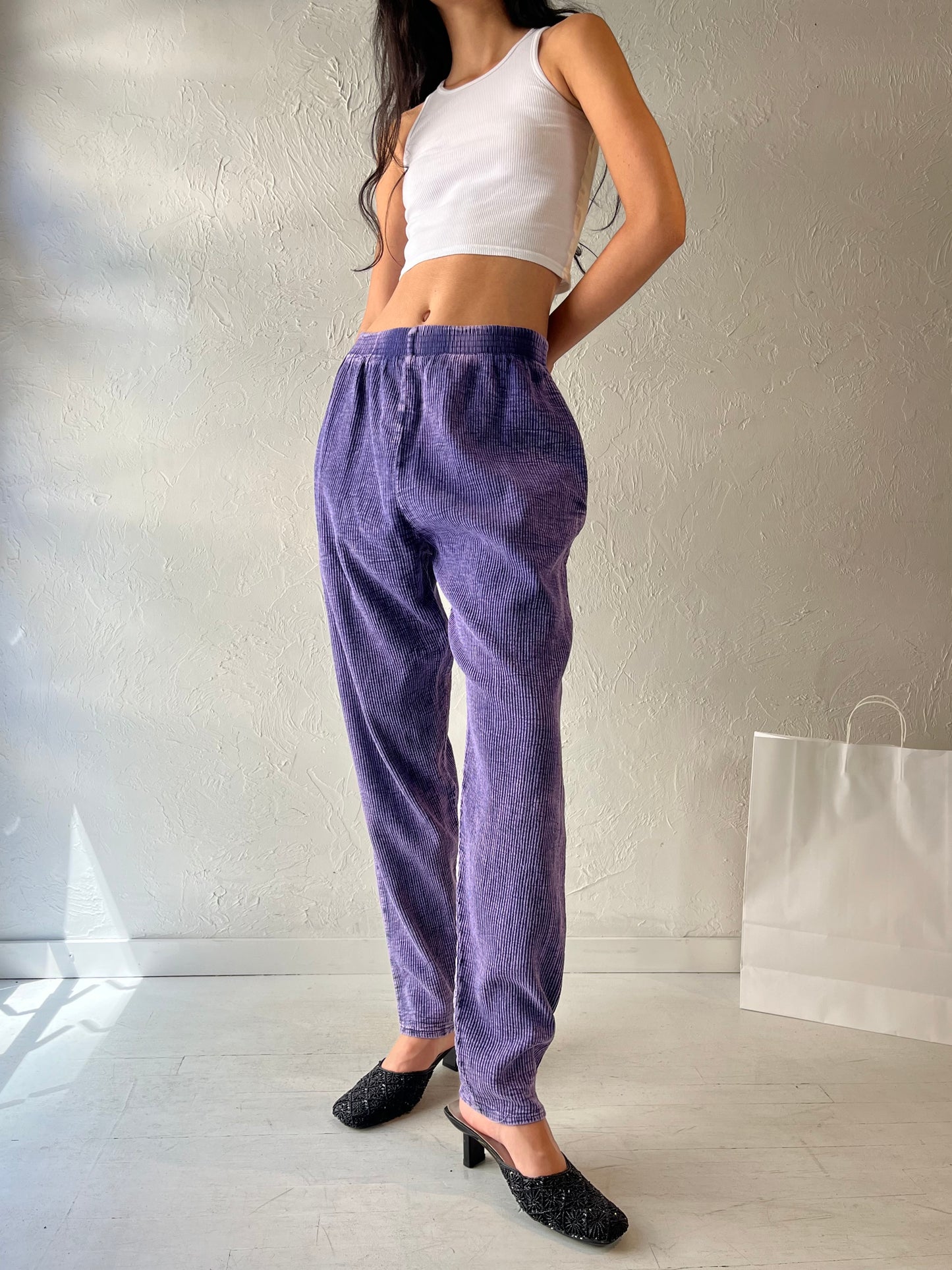 90s 'Ezze Wear' Purple Cotton Pants / Medium