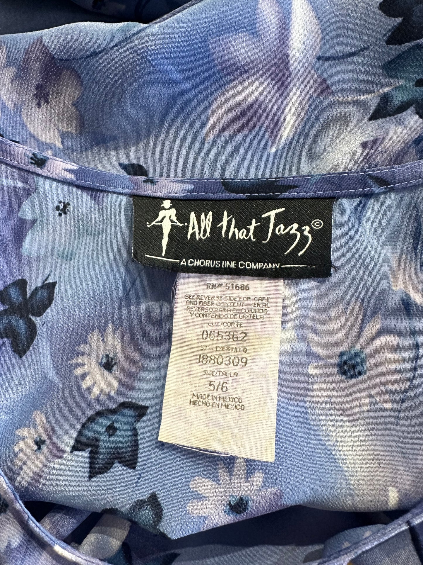 Y2k 'All That Jazz' Blue Floral Print Dress / Medium