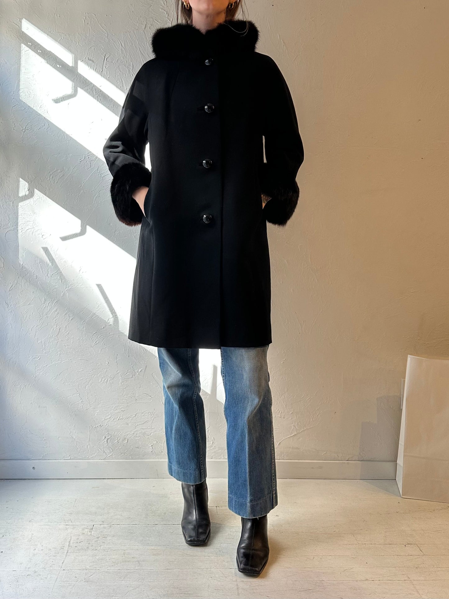 70s ‘Louis Manley’ Black Coat / Union Made / Small