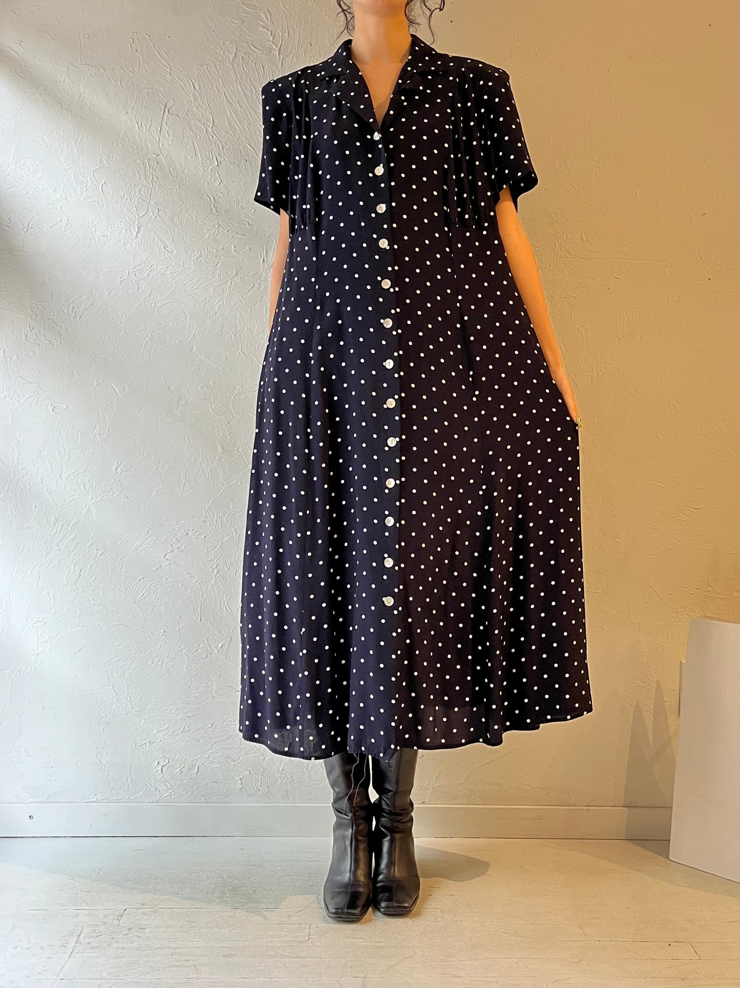 90s ‘Coldwater Creek’ Polka Dot Dress / XL