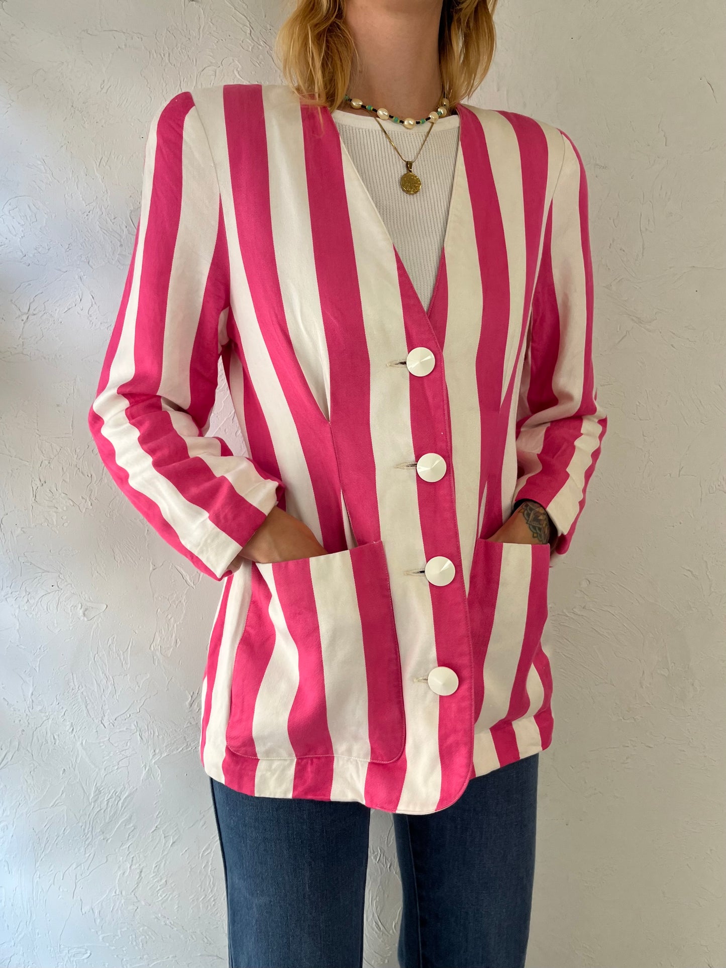 90s 'Simon Chang' Pink Blazer Jacket / Small