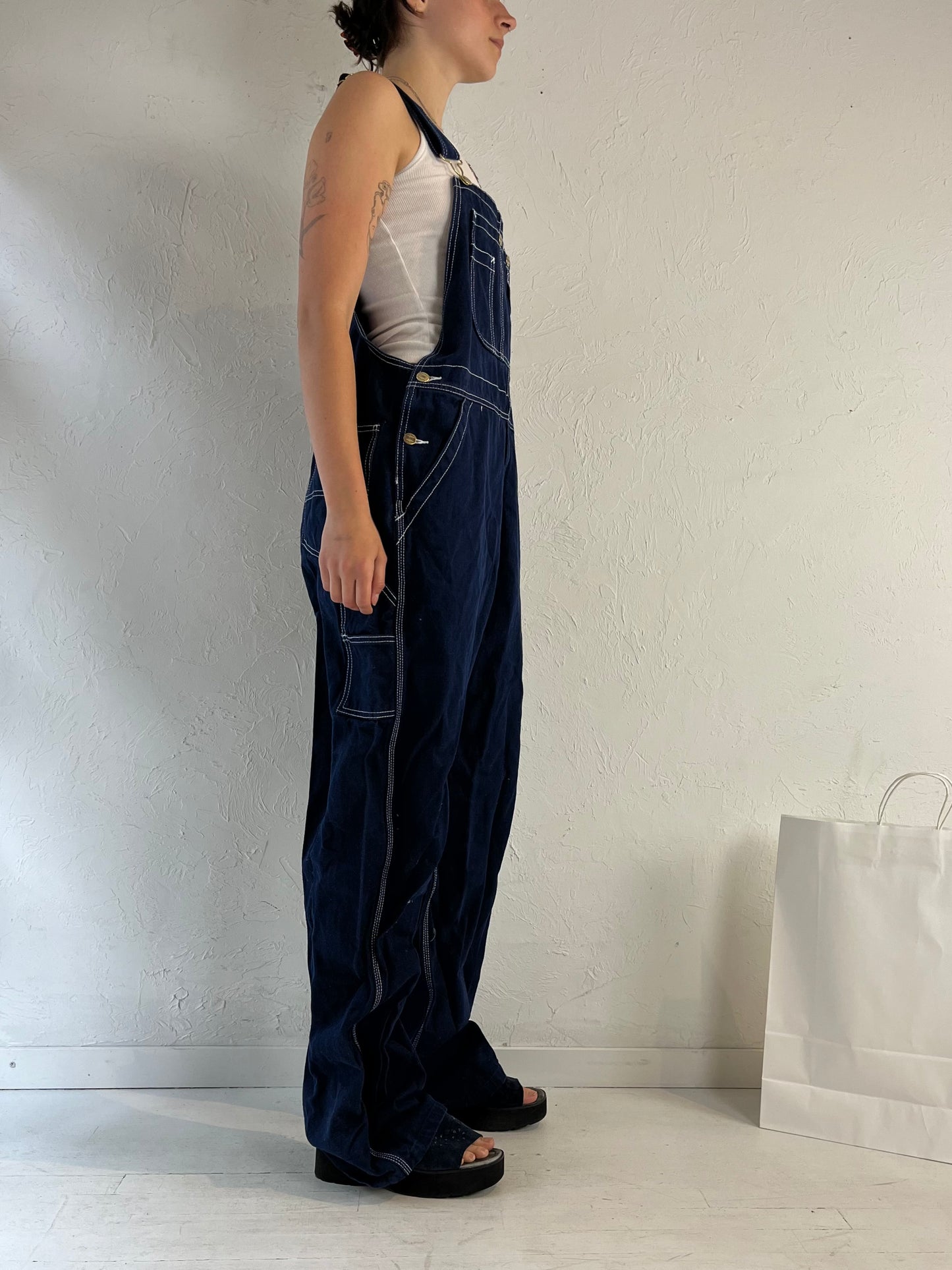 Vintage 'Big Smith' Dark Wash Denim Overalls / Large