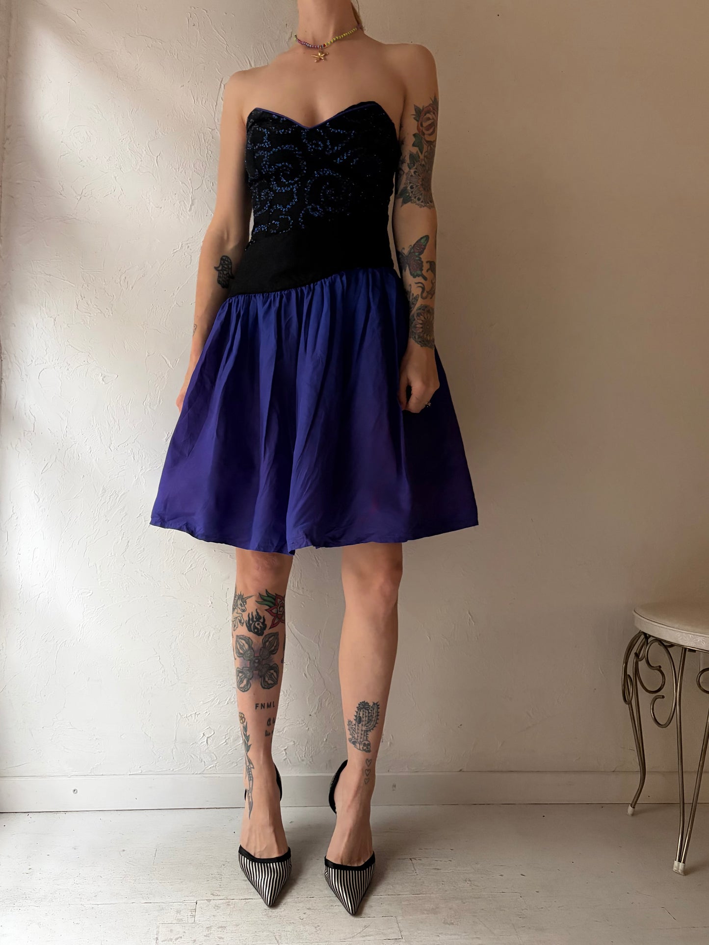 80s 'Gunne Sax' Strapless Formal Mini Dress / Small