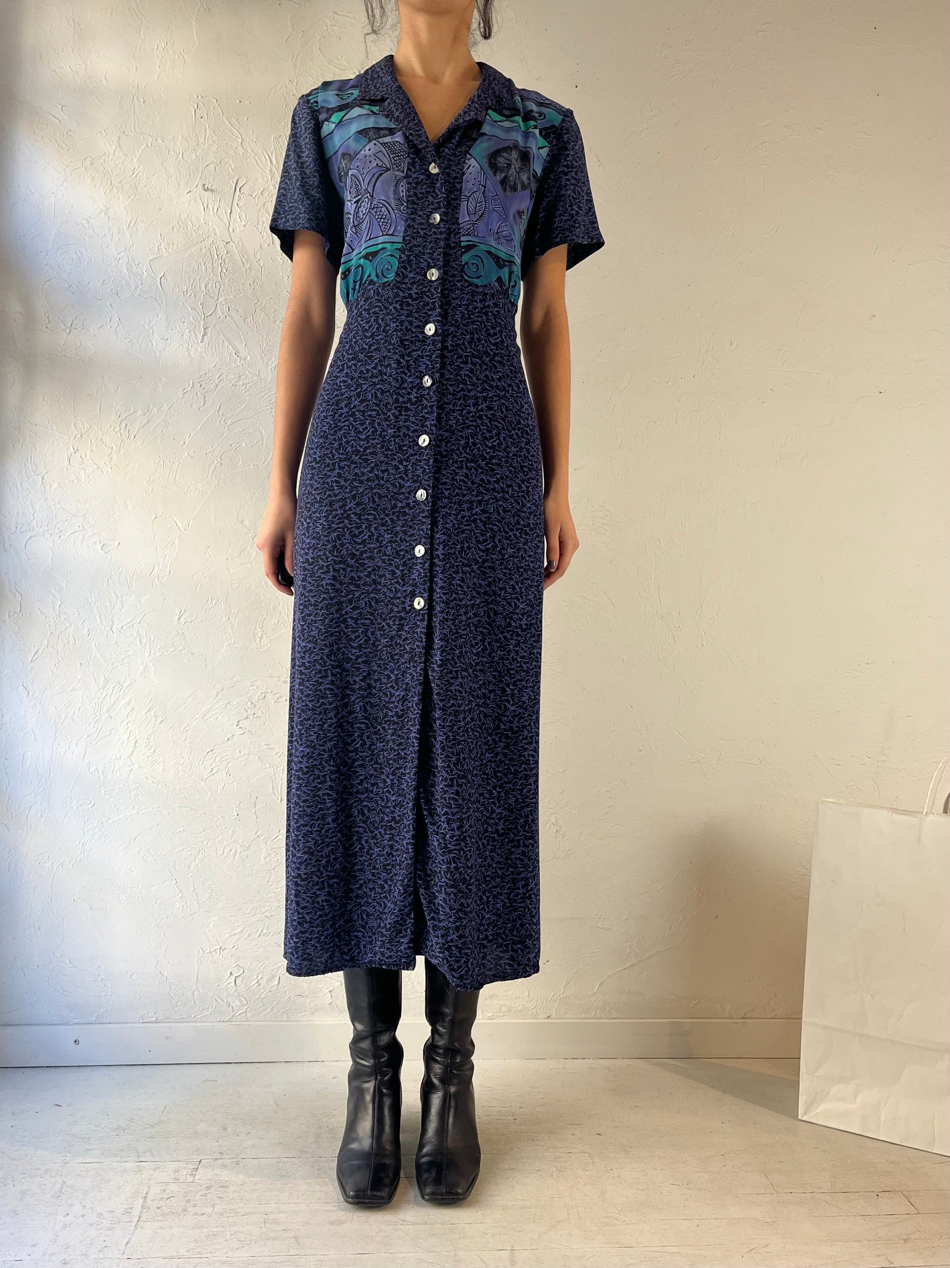 90s ‘Expo’ Blue Collared Dress / Large