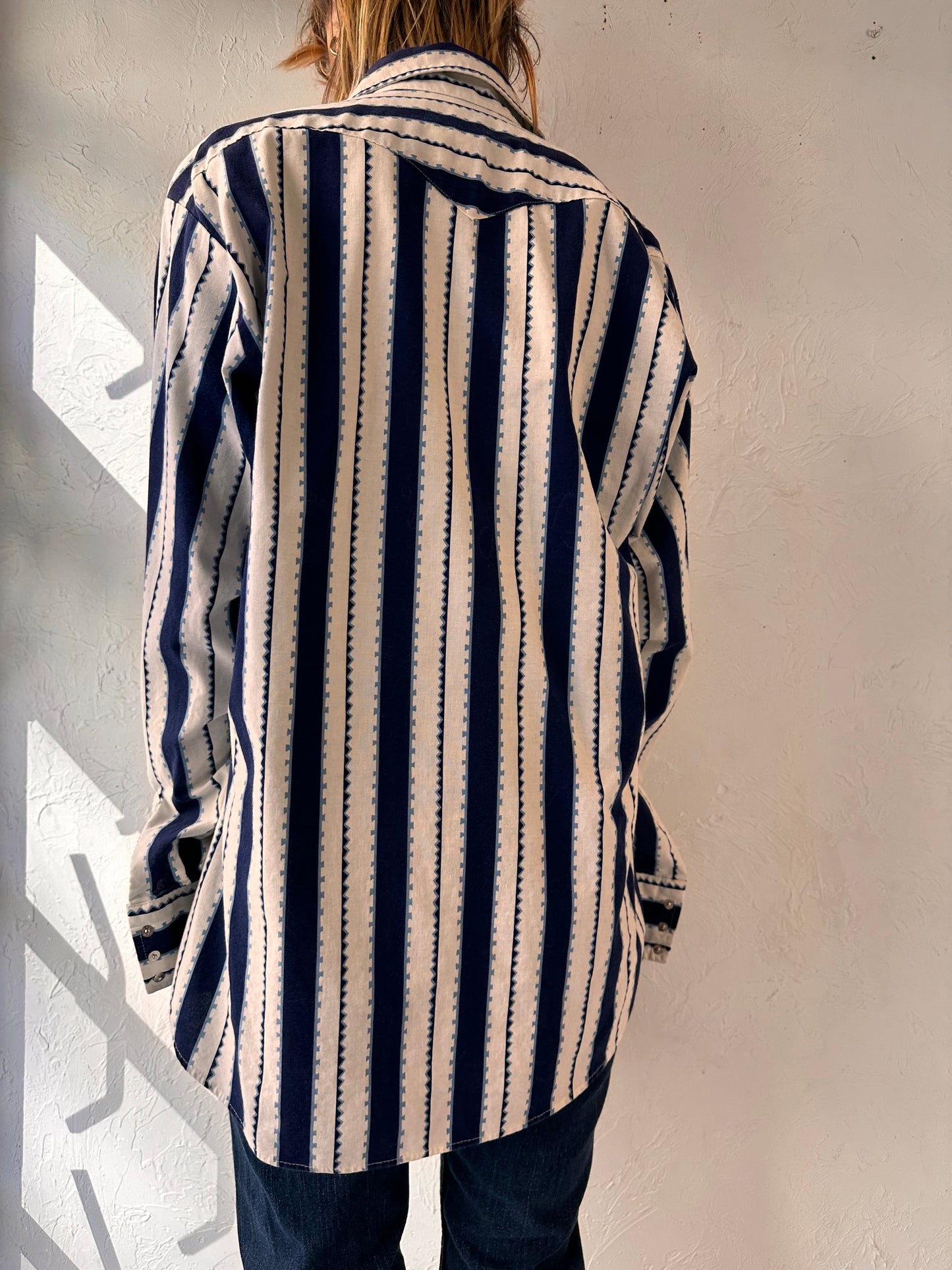 Vintage 'Panhandle Slim' Striped Western Pearl Snap Shirt / Large