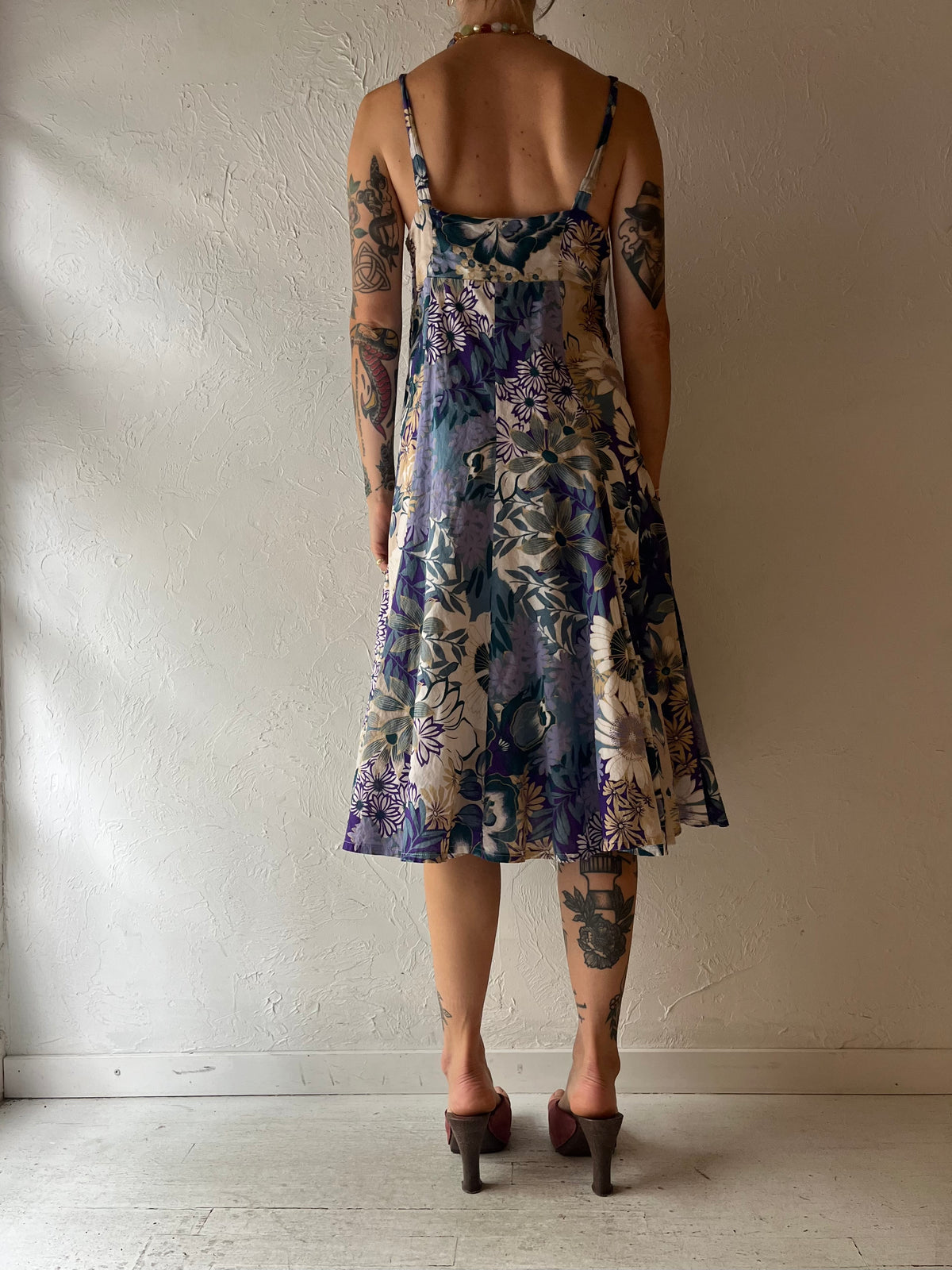 Vintage 'Papillon' Floral Midi Dress / Medium