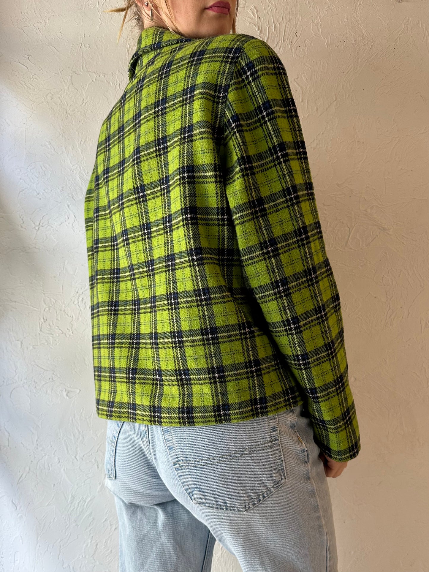 90s 'Maurices' Green Plaid Jacket / Medium