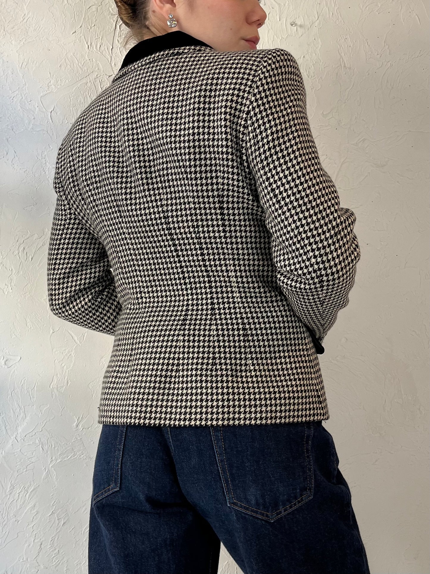 90s Knit Herringbone Blazer Style Jacket / Small