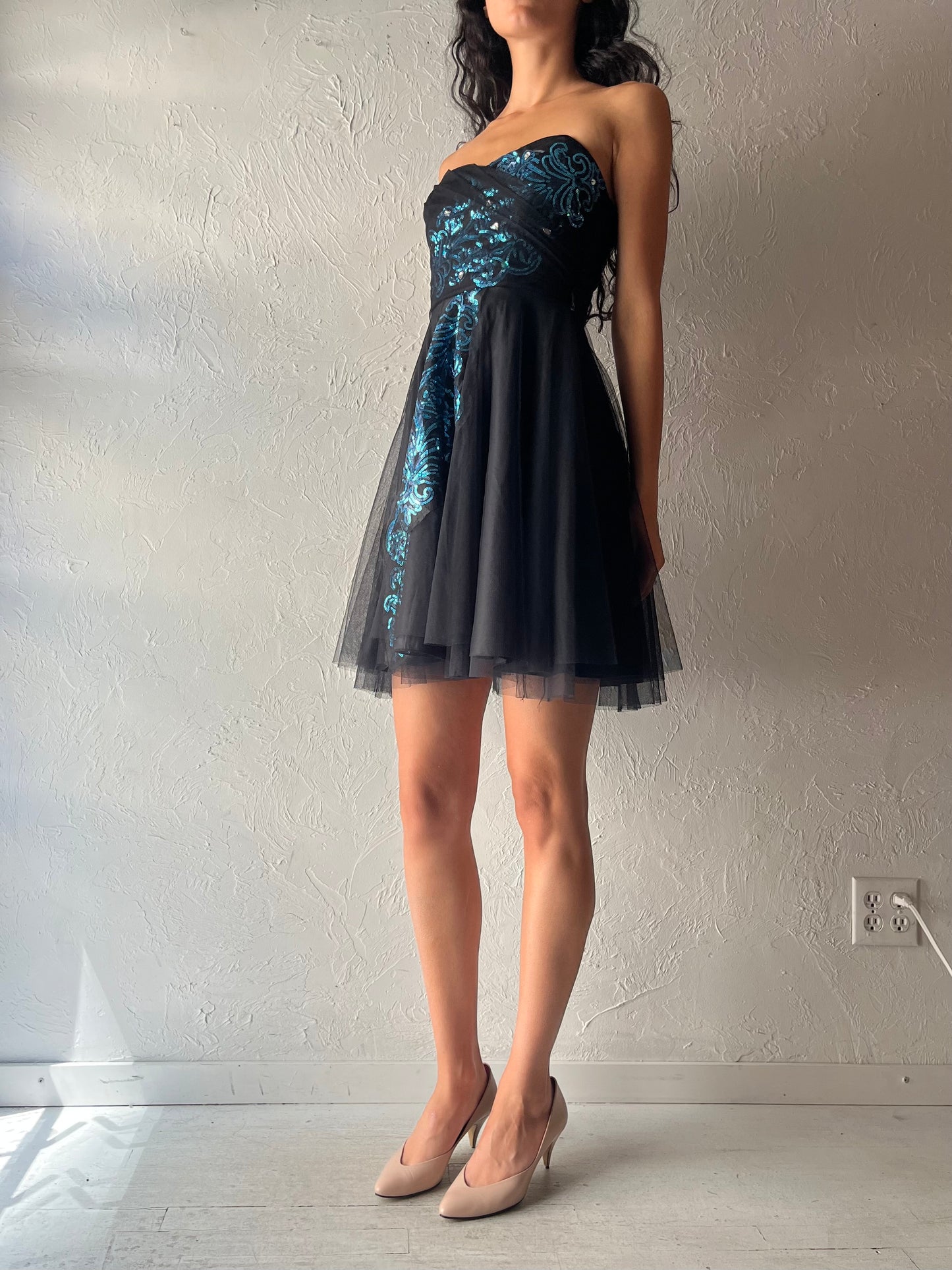 90s 'Le Chateau' Strapless Formal Mini Dress / XXS