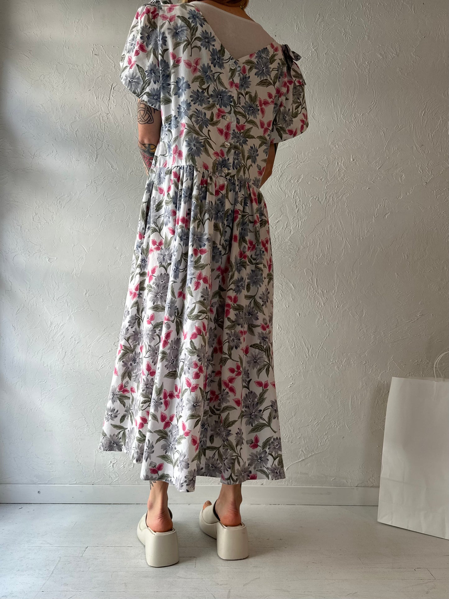 90s 'Manik In' Floral Print Dress / Large