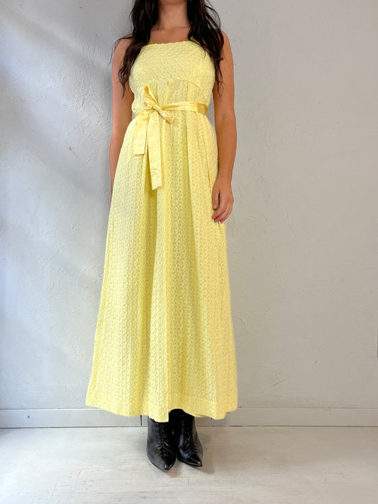 Vintage Handmade Pale Yellow Sleeveless Maxi Dress / Medium