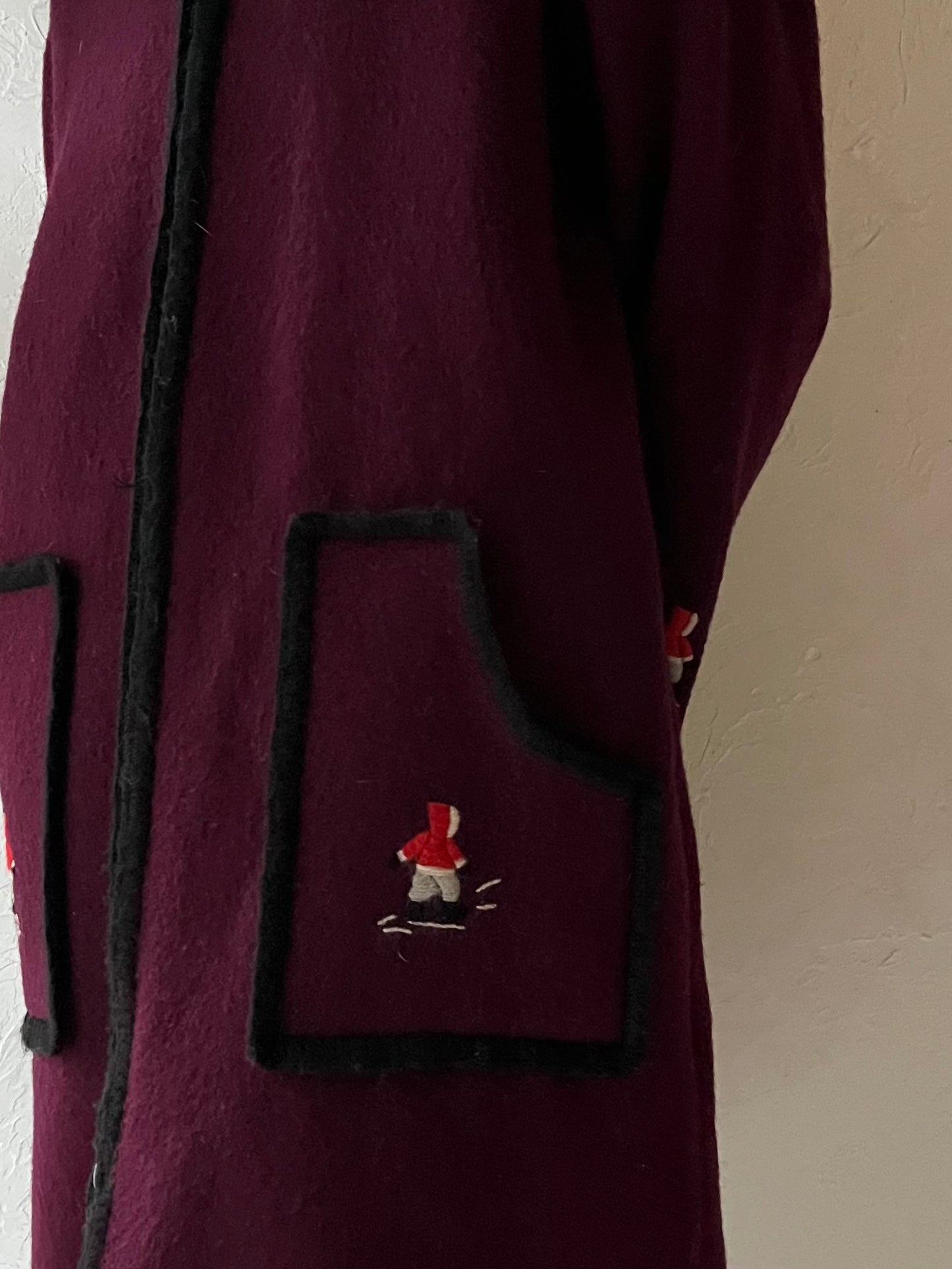 Vintage Purple Wool Embroidered Parka / Large