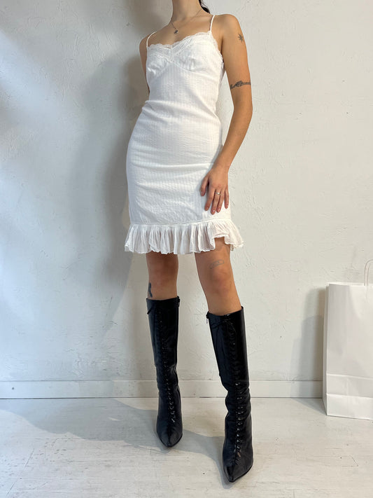 Y2k 'BCBG' White Cotton Mini Dress / Small