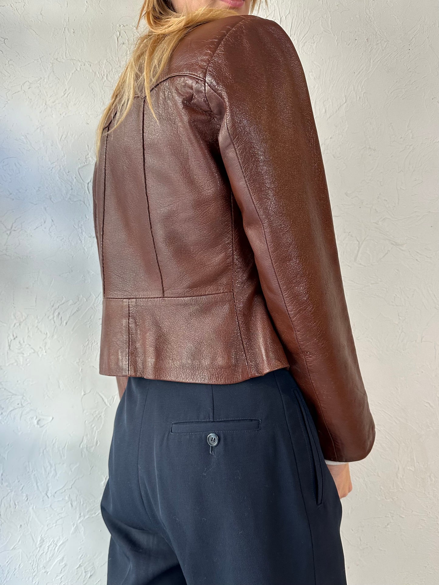 80s Brown Genuine Leather Jacket / Small