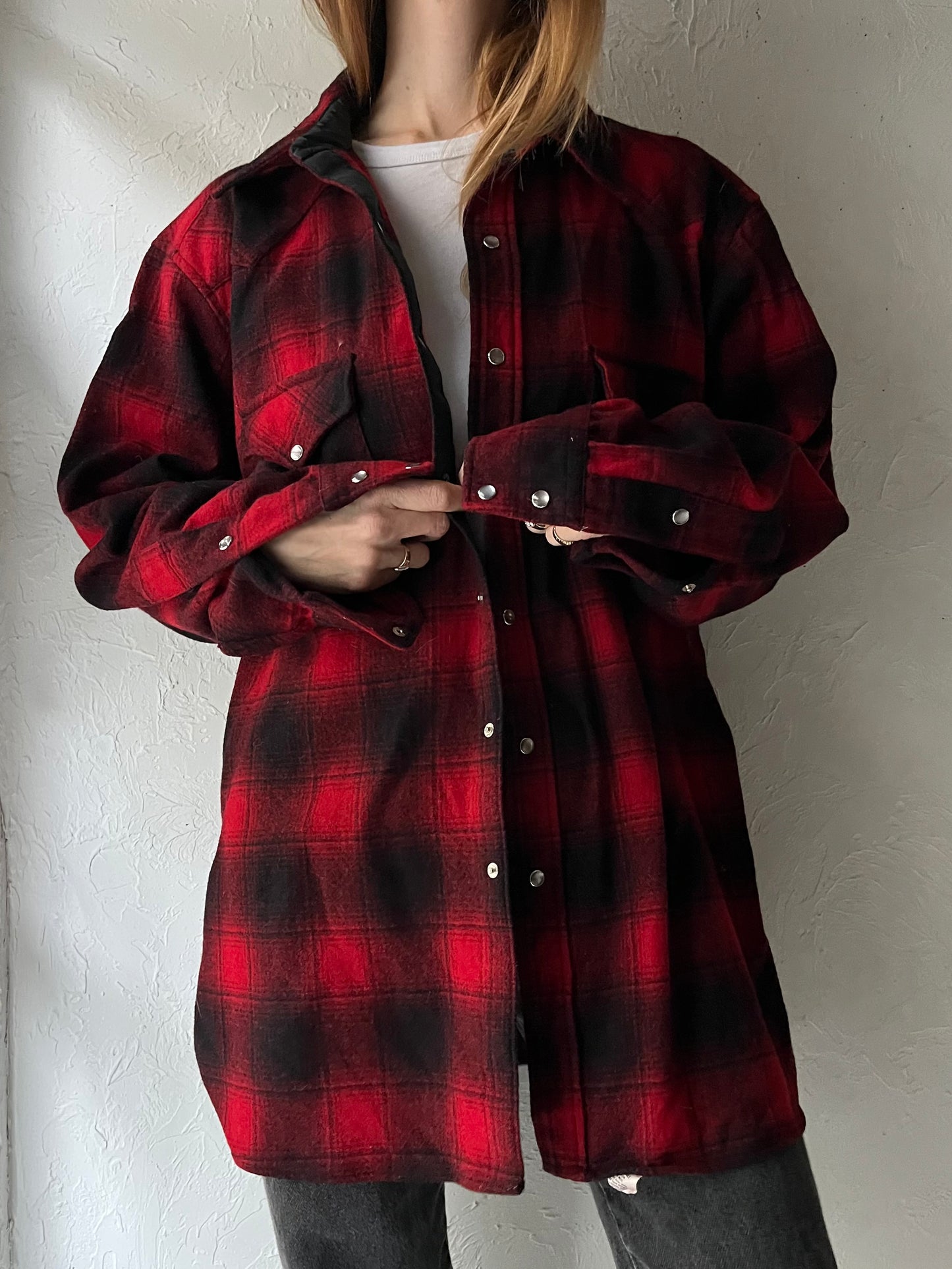 Vintage 'Pendleton' Red Snap Up Wool Shirt / XL