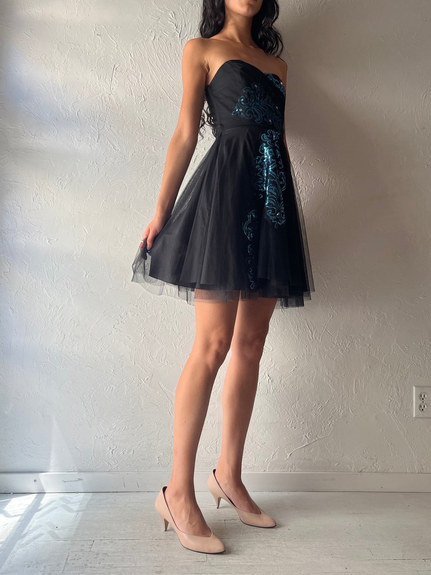 90s 'Le Chateau' Strapless Formal Mini Dress / XXS