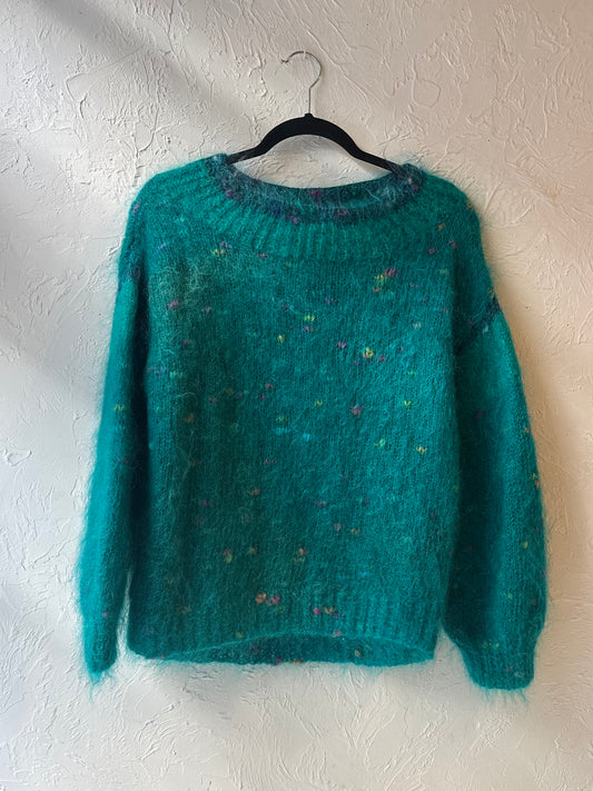Hand Knit Fuzzy Sweater / Small